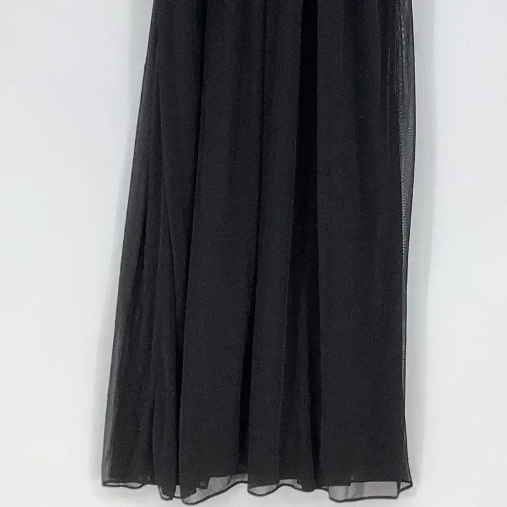 NEW! Alfred Sung Women's 10 Chiffon V-Neck Maxi Black Dress $231 msrp J2-11 - Picture 7 of 9